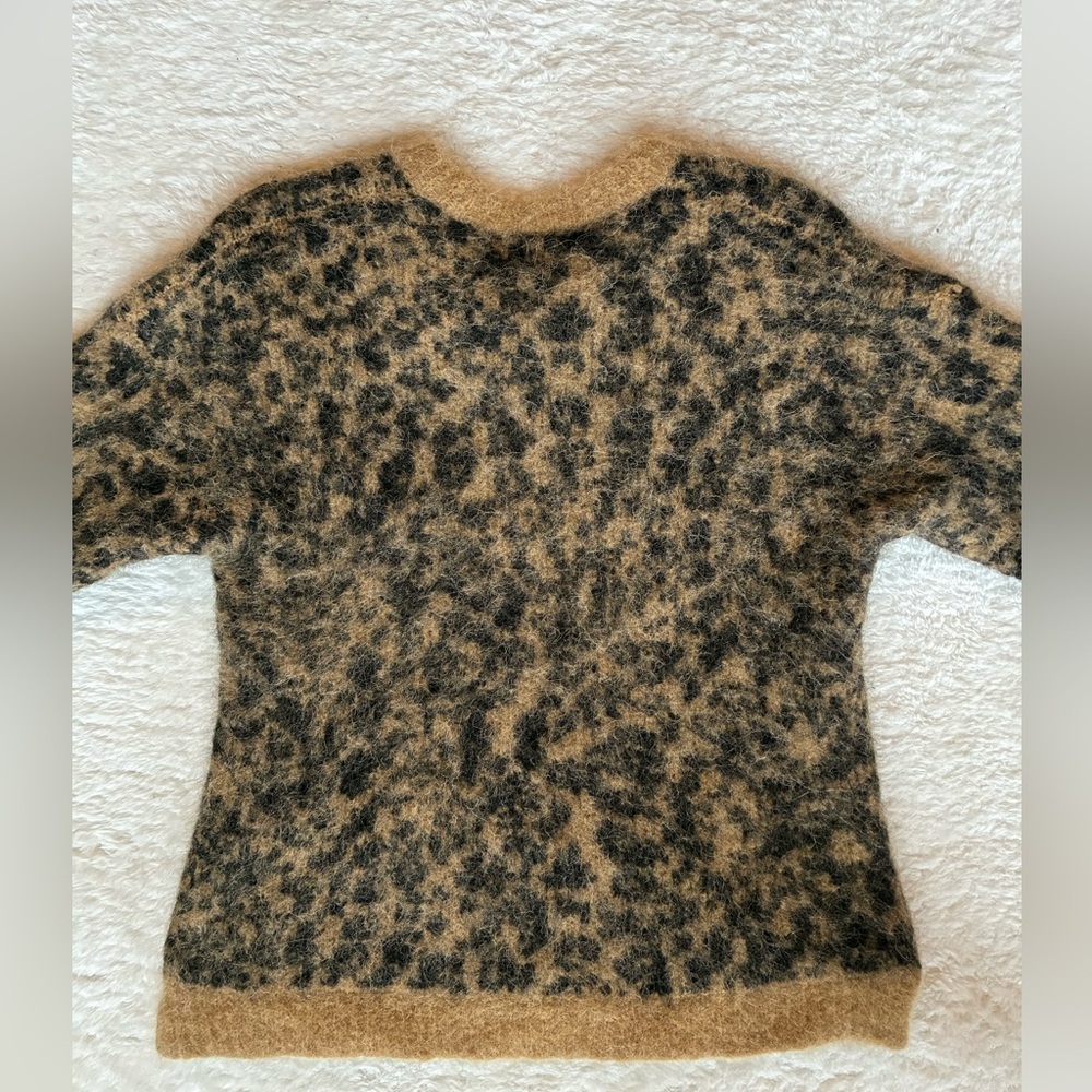 Madewell Alpaca and Merino Wool Sweater, Chunky - S, Leopard Print - Picture 3 of 5